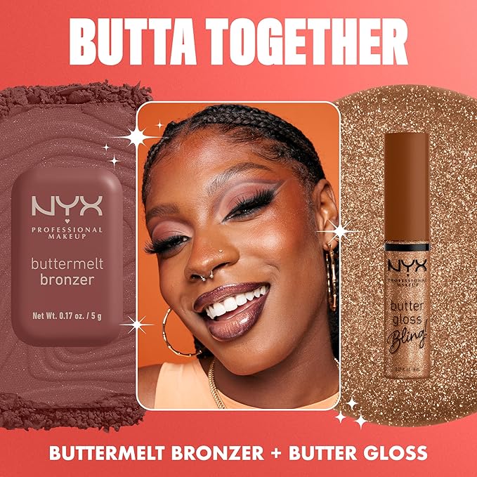 NYX PROFESSIONAL MAKEUP バター グロス ブリング リップ グロス、べたつかずツヤのあるヴィーガンリップメイク - Bring The Bling
