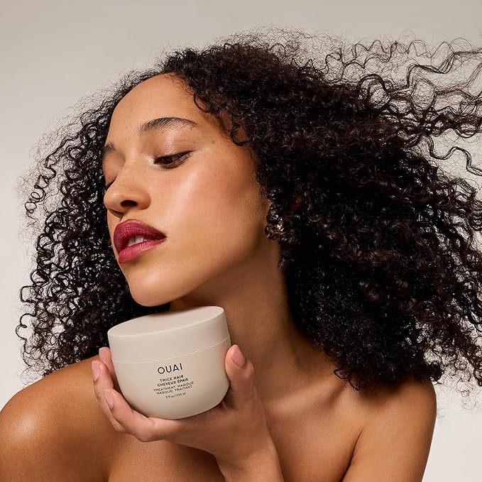 OUAI シックヘアーマスク - アーモンドオイル、オリーブオイル、加水分解ケラチン配合でダメージヘアを補修するディープコンディショニングヘアマスク - フタル酸エステル・パラベンフリー (236ml)