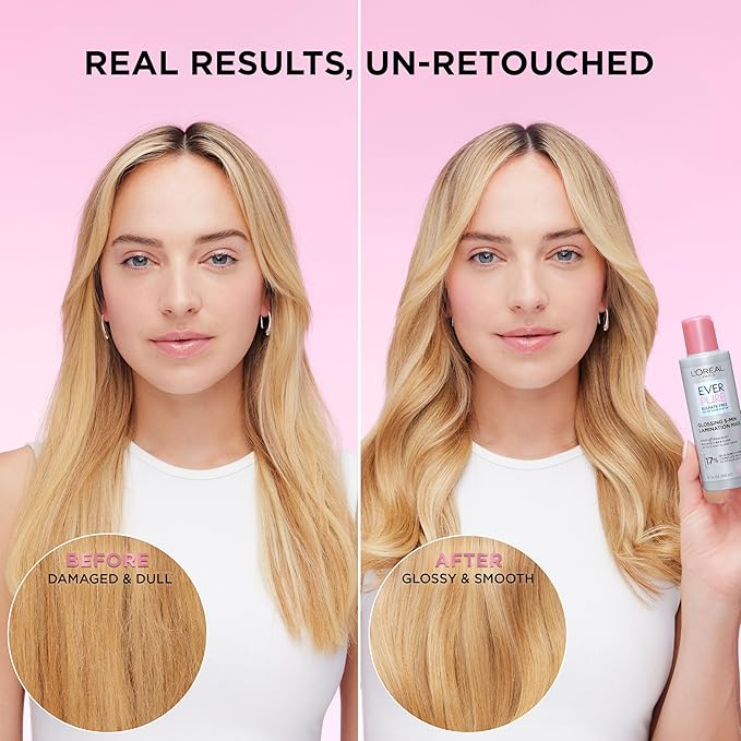 ロレアル パリ グロッシング ラミネーション ヘアマスク、グリコール酸配合、くすみ・乾燥ヘア用、輝きと滑らかさを持続させるヘアトリートメント、エバーピュア、5.1液量オンス