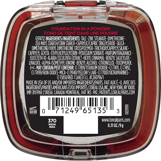L'Oreal Paris Makeup Infallible Fresh Wear Foundation in a Powder, Up to 24H Wear, Waterproof, Mocha, 0.31 oz. (Packaging May Vary)